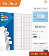 Customizable Permanent Write-On Index Tabs, 416 Durable White Tabs, 7/16" X 1"