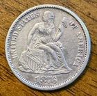1876  SEATED LIBERTY DIME AU NICE EYE APPEAL