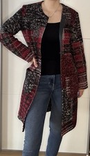 Cinque Mantel Damen 36 Rot Schwarz Wollmix Strick Jacke Mantel Damenmantel