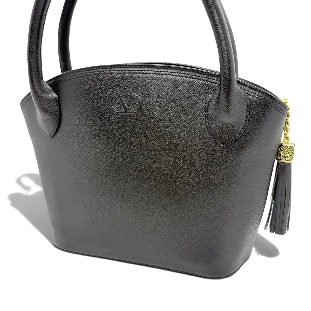 Valentino Garavani Hand Bag Tote Purse Logo Black Authentic