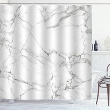 Marble Shower Curtain Abstract Modern Luxury 72"W x 72"L Pack of 1 Grey White