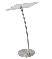 Clear Acrylic Podium Lecturn Curved Slim Profile 40" H 