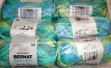 Bernat Cotton Handicrafter Yarn Lot of 6 Skeins #4 Medium COUNTRY STRIPES