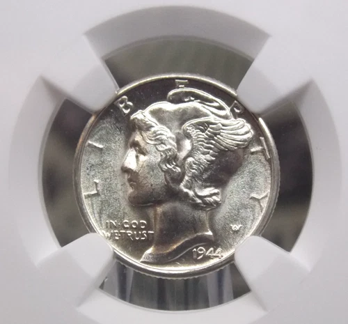 1944 "D" Mercury SILVER Dime 10c NGC MS66 FB #008 *FULL BANDS* Gem BU ECC&C Inc