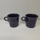 Set of 2 Fiesta HLC USA Plum Purple Circle Ring Handle Coffee Mugs Pair