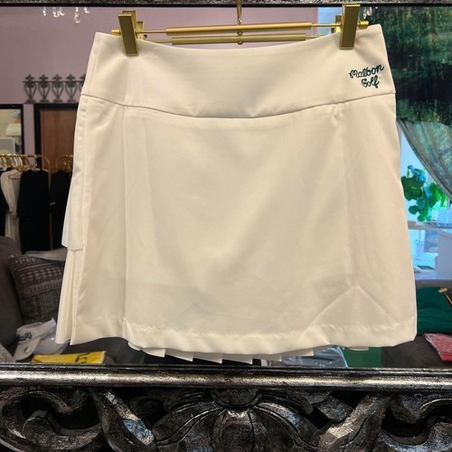 New Malbon Golf Essential Logo Pleated Skirt Women White Color (Size:S~L) - Picture 3 of 5