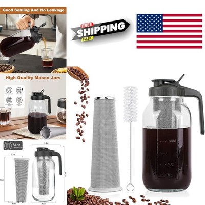 Large Capacity 64 Oz Glass Pitcher with Stainless Steel Filter for Iced Drinks