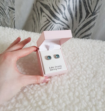 925 Sterling Silver Blue Crystal Earrings Stud Cubic Zirconia Nanette Lepore New