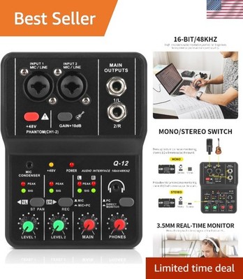 Q-12 USB Audio Interface with XLR & 3.5mm Inputs - Studio Quality, Low Latency