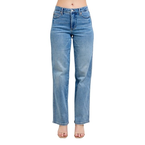 Judy Blue Mid Rise Tummy Control Vintage Wash Straight Leg Jeans dla kobiet - Zdjęcie 1 z 6