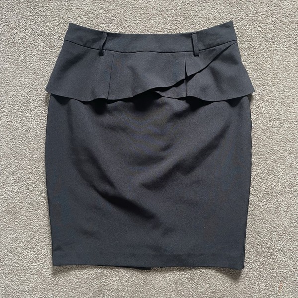 Portmans High Waist Corporate Work Pencil Mini Knee Skirt Black Size 10