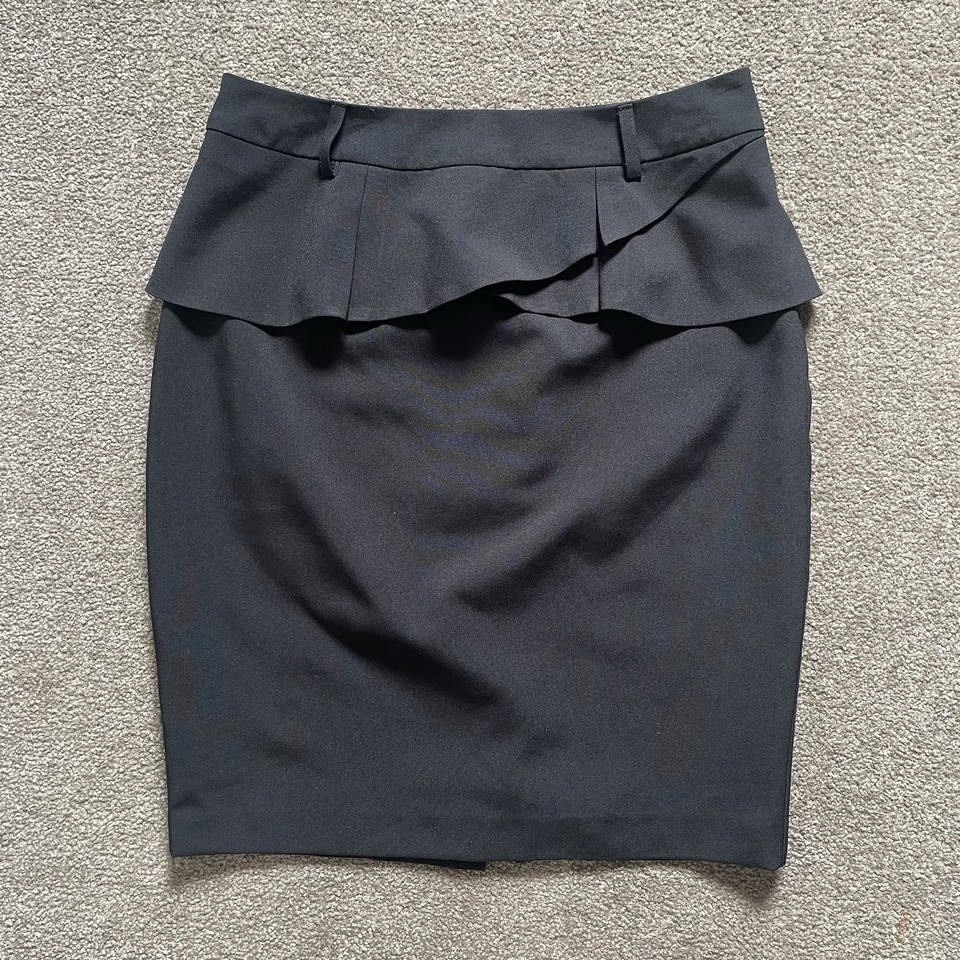 Portmans High Waist Corporate Work Pencil Mini Knee Skirt Black Size 10