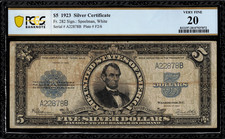1923 $5 Silver Certificate - Lincoln Porthole - FR-282 - PCGS 20 Comment