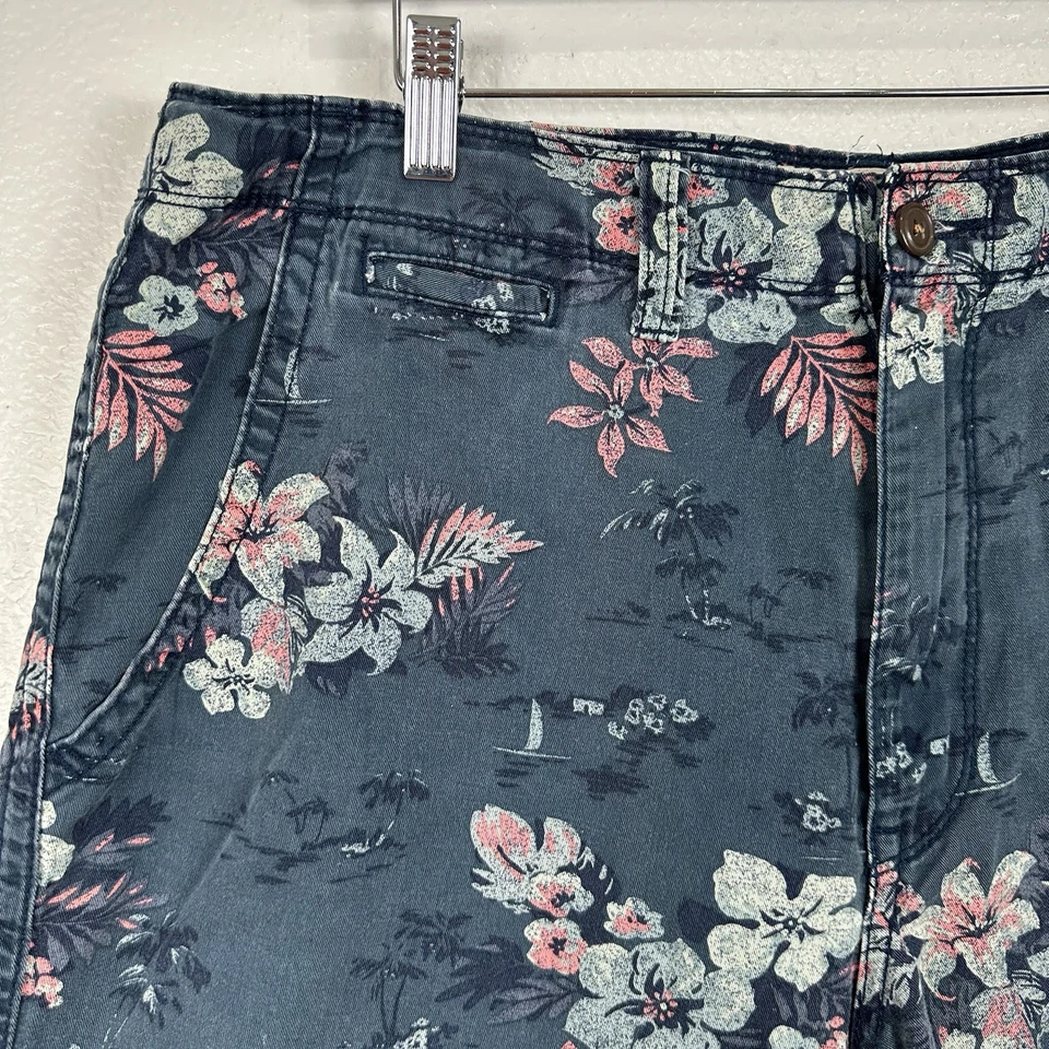Vintage Y2K Arizona Jean Co. Шорты мужские размер 36 индиго цветочный плоский передний Chino - Изображение 3 из 4