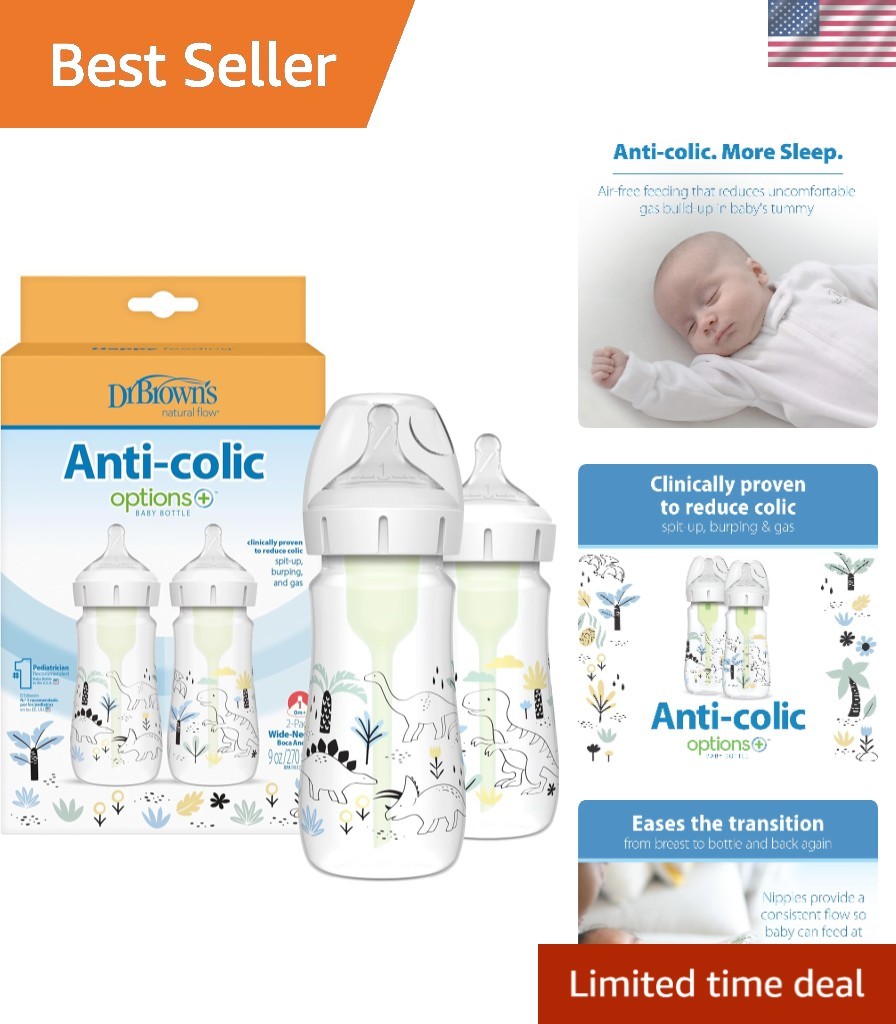 Natural Flow Anti-Colic Baby Bottle Duo - 9oz, Slow Flow, BP