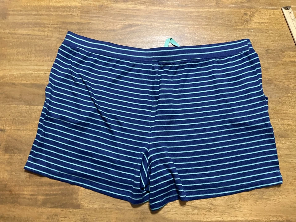 Pantalones Cortos Croft & Barrow, Para Mujer Plus 2X, Azul Verde, Cintura Atada, Pantalones Cortos para Dormir Foto 2 de 4