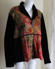 Coldwater Creek Sz XL Velvet Patchwork Funky Art-Wear Wild Jacket Blazer