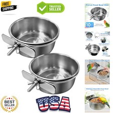 Bird Feeding Dish Cups Parrot Food Bowl Clamp Holder Coop Cup, 2PCS Bird Cage...