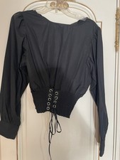 Black corset top with lace up back goth corsetry size M