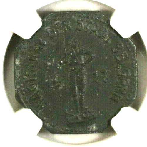 Germany 10 Pfennig 1917 NGC MS 61 UNC Zinc Belgern Lamb-33.2 Notgeld