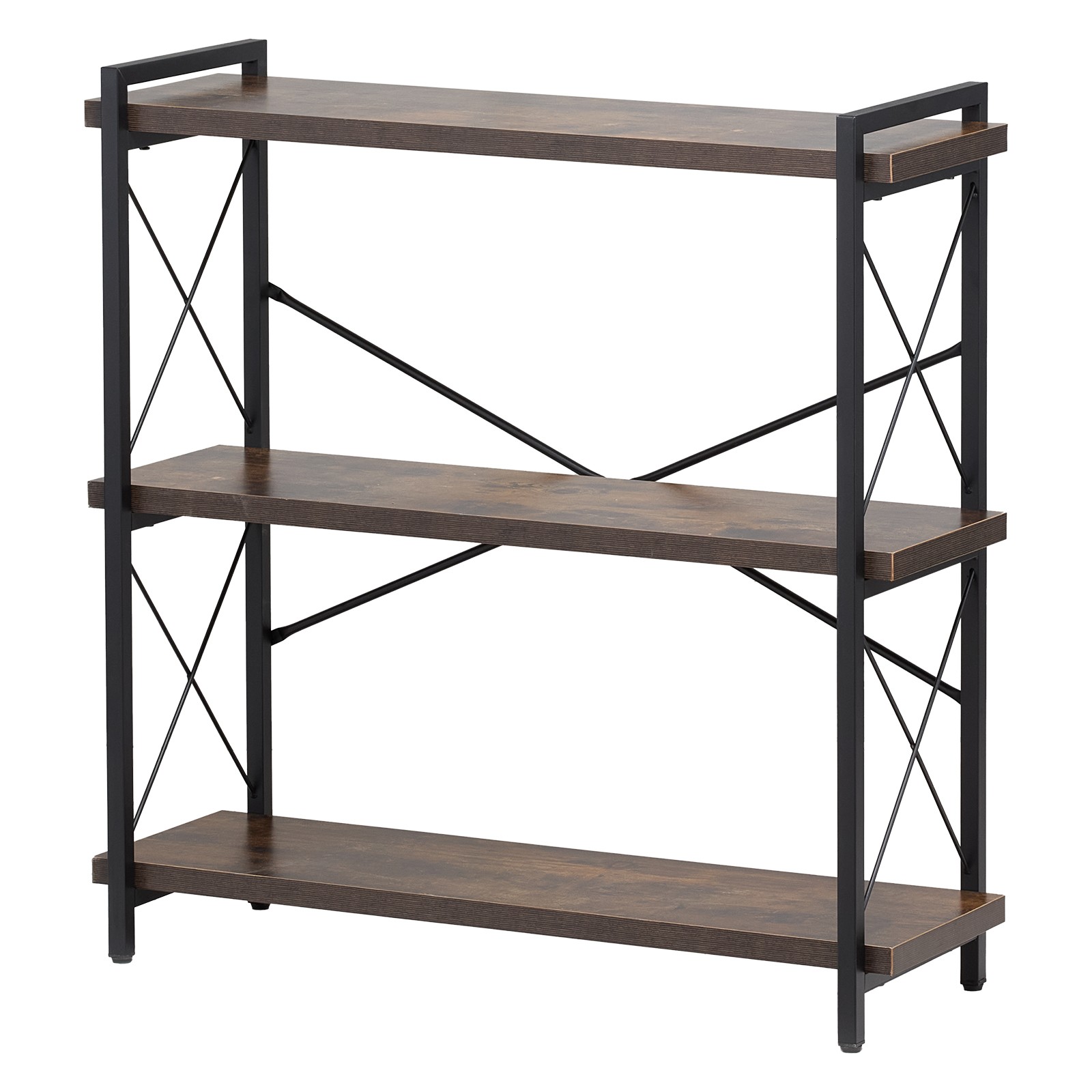 Uimoso Metal Bookshelf Rustic Bookshelf 3-Tier for Living room Bedroom & Office