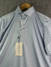 Collars  Co Blue Plaid Dress Collar Polo Shirt Men  s Small Relaxed NEW