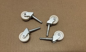 Light Duty 1 5/8” Casters. White Plastic Wheels. Zinc Plated Steel.