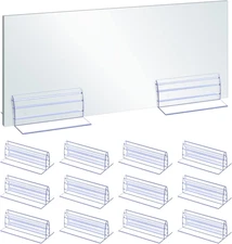 12PCS Self Adhesive Sneeze Guard Holder, Acrylic Panels Holder, to Fasten & Line