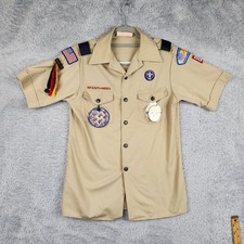 Boy Scouts Of America Shirt Boys Large Beige Youth Uniform Webelos Patches