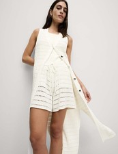 Marks & Spencer Womens Cotton Single-breasted Waistcoat in White - M&S