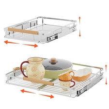 2Pack Expandable Pull Out Cabinet Organizer, 17.1"-28.1" W x 22.5" D Stainl...