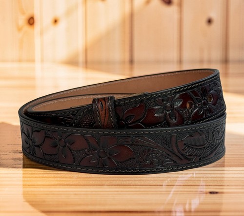 Damen Western Ledergürtel, floral geprägt Cowgirl handbesetzt Gürtel 1-1/2" - Bild 13 von 20