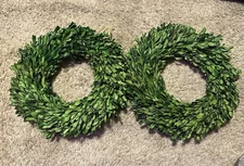 11” Real Boxwood Natural Wreaths (2) (Preserved) Wall Door Home Holiday Decor