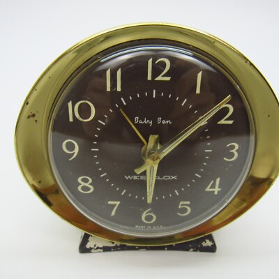 Westclox Baby Ben style 3 1932年~目覚まし時計 Westclox Baby Ben Wind-Up Alarm Clock Vintage 1960's Brown