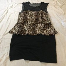 Pinc Leopard Print and Black Dress 2X