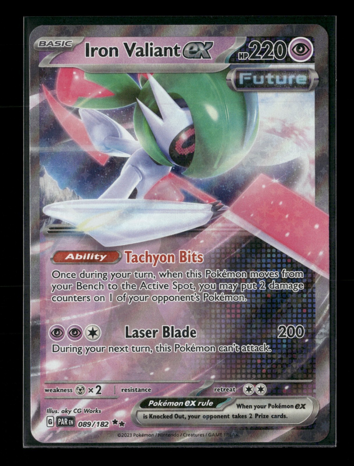 Iron Valiant ex 089/182 Paradox Rift Double Rare HOLO Pokemon Card NM