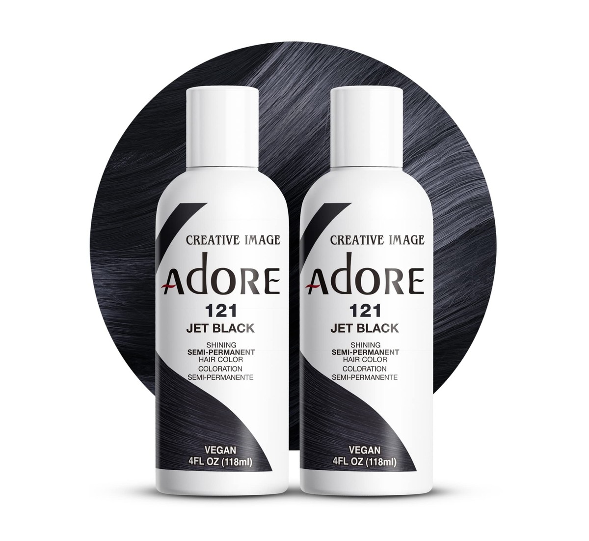 Adore Semi Permanent Hair Dye Jet Black Pack of 2 4 Fl Oz Vegan