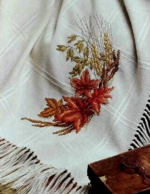 Cross Stitch THANKSGIVING TURKEY + Fall Leaves + Garland Design PATTERN Autumn - Image 3 of 4