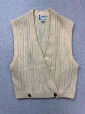 SK & Company Vest Womens Large Cream Lambswool Rabbit Hair Blend Cable Knit Cozy