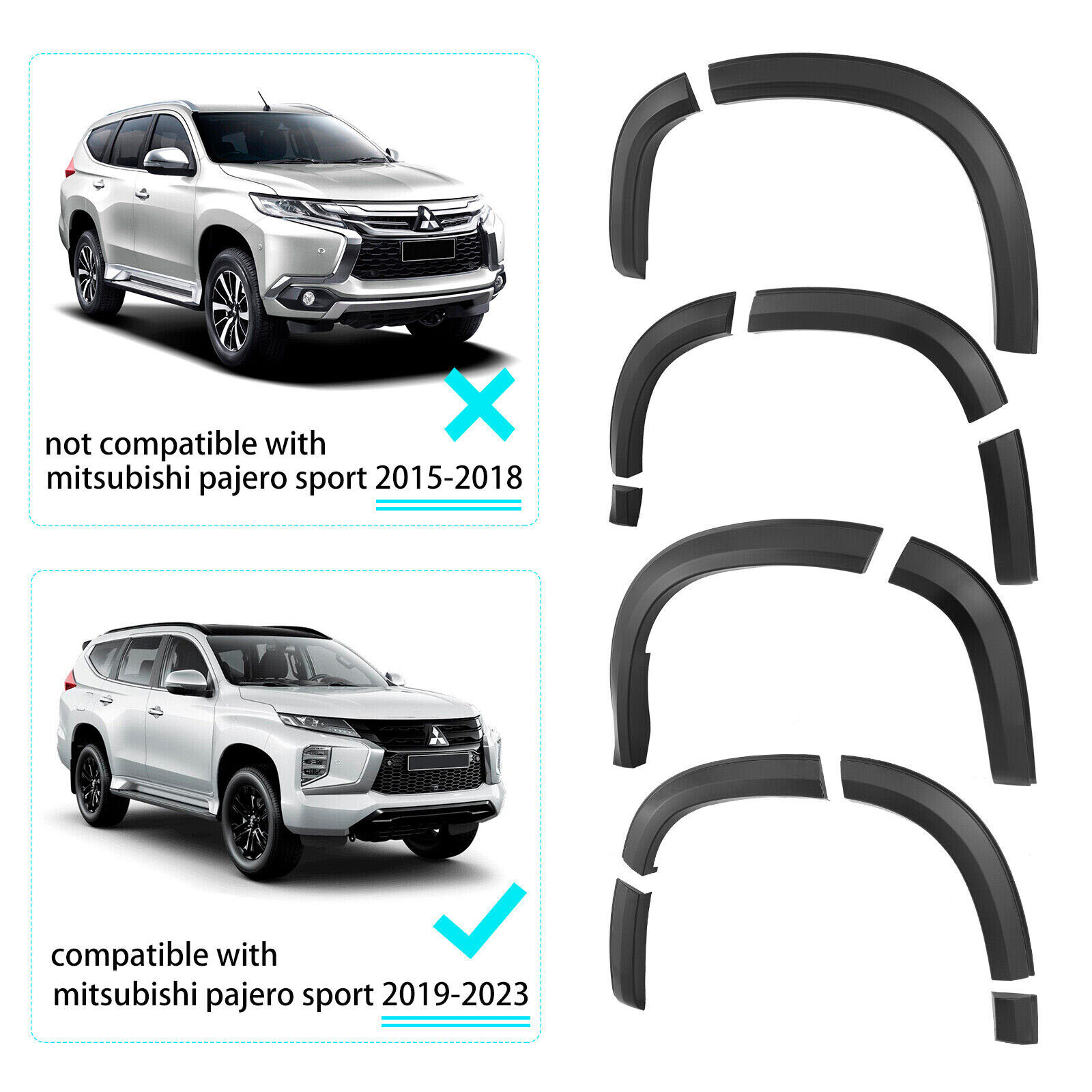 Matte Black Fender Flares Guard Cover for Mitsubishi Pajero Sport QF