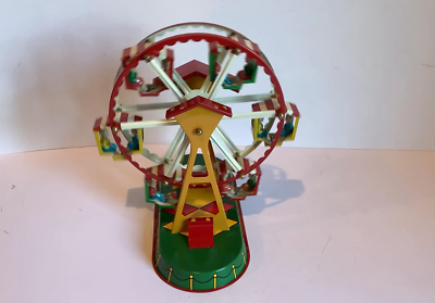 JW Altex Company Tin Windup Ferris Wheel Made in Germany - W/Key