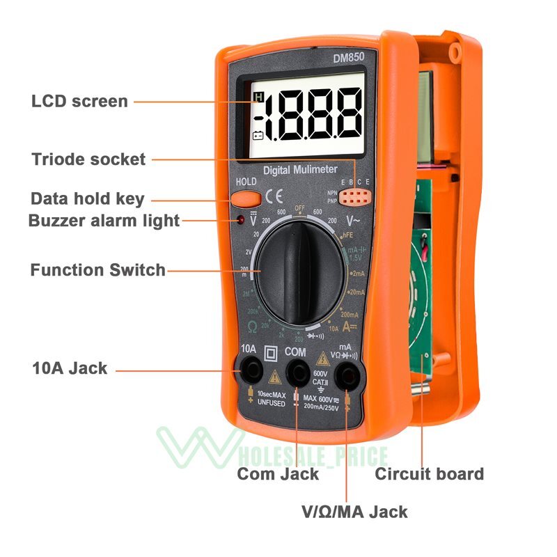 Probador De Corriente Digital Voltimetro Amperimetro Ohmimetro
