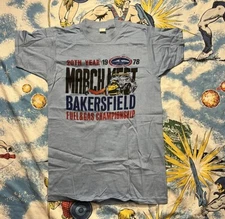 Vtg 70s Mens Large March Meet Bakersfield National Hot Rod Association T-Shirt