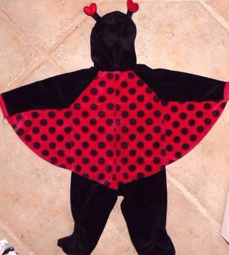 Usado en excelente estado usado una vez! Bebé Infantil Niña 6 9 Meses Ladybug Capucha Cálido Body Disfraz Foto 4 de 4
