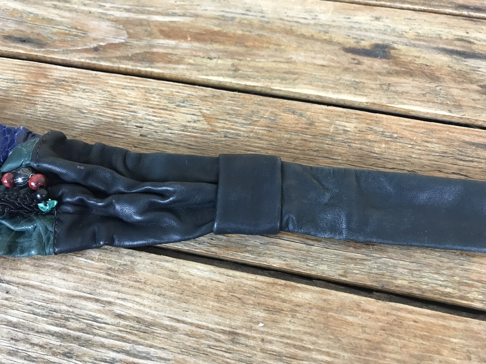 VTG Handmade? Leather Patchwork Statement Belt We… - image 15