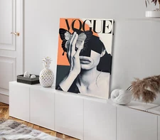 Makeup Girl with Butterfly Digital Stretched Canvas 40x50cm Print