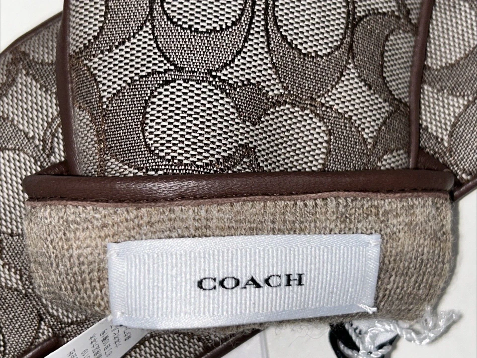 NEW COACH Size 6.5 Women's Gloves Oak SIG C Jacquard Leather Wool Lined TECH $95 - Image 2 of 4