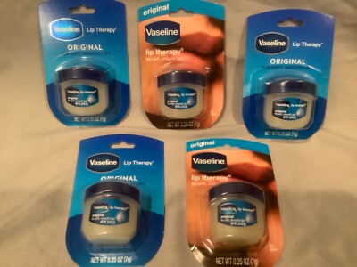 ~ 5 Vaseline Original Lip Therapy For Soft Smooth Lips .25 Oz  ~