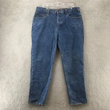 Eddie Bauer Tapered Jeans Mens 40x32 (Actual 39x31) Blue Denim Relaxed Fit Zip