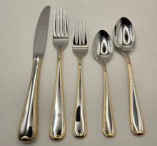 Gorham  Golden Ribbon Edge Stainless 5 Piece Place Setting